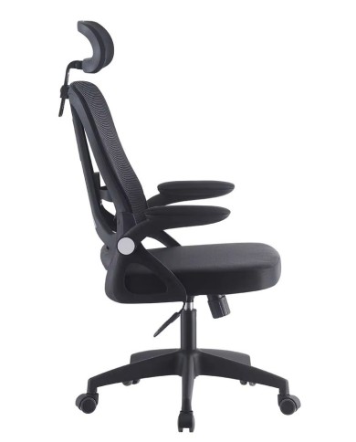 Sillón de oficina ORBEC, alto, negro, malla y asiento negro
