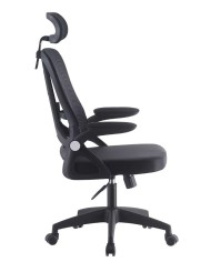 Sillón de oficina ORBEC, alto, negro, malla y asiento negro