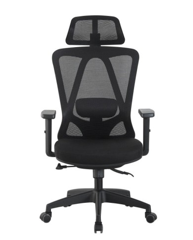 Sillón de oficina CIRAL, alto, negro, malla y asiento negro