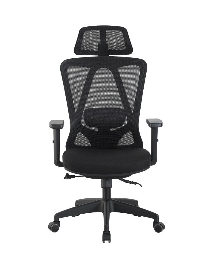 Sillón de oficina CIRAL, alto, negro, malla y asiento negro