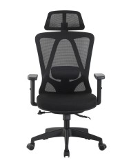 Sillón de oficina CIRAL, alto, negro, malla y asiento negro