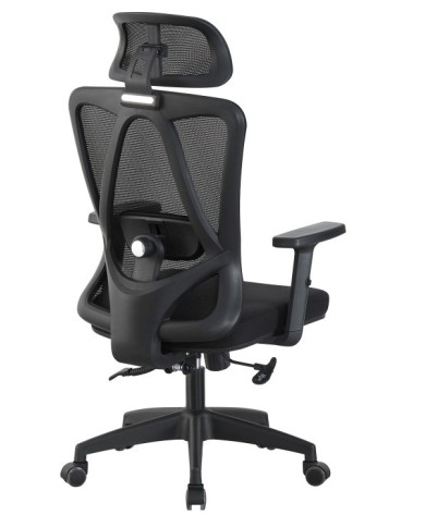 Sillón de oficina CIRAL, alto, negro, malla y asiento negro