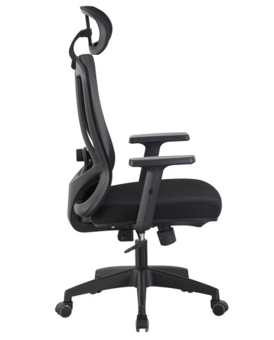 Sillón de oficina CIRAL, alto, negro, malla y asiento negro