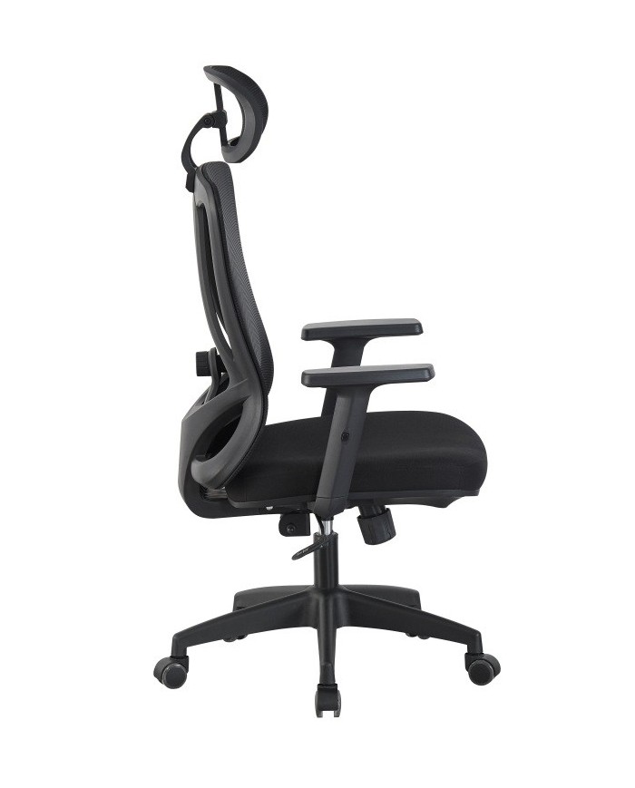 Sillón de oficina CIRAL, alto, negro, malla y asiento negro