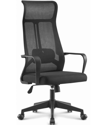 Sillón de oficina AMIENS, alto, negro, malla y asiento negro