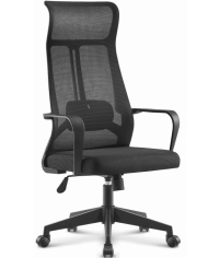 Sillón de oficina AMIENS, alto, negro, malla y asiento negro