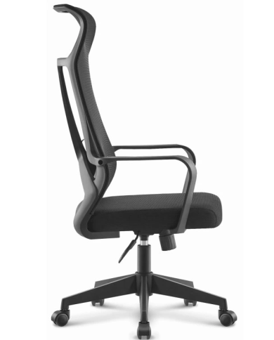 Sillón de oficina AMIENS, alto, negro, malla y asiento negro