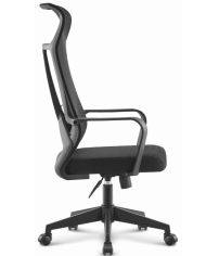 Sillón de oficina AMIENS, alto, negro, malla y asiento negro