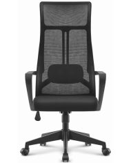 Sillón de oficina AMIENS, alto, negro, malla y asiento negro