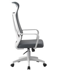 Sillón de oficina AMIENS, alto, blanco, malla y asiento gris