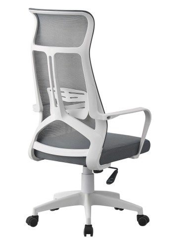 Sillón de oficina AMIENS, alto, blanco, malla y asiento gris
