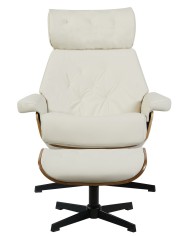 Butaca con ottoman EUROPA, madera, metal, similpiel beige