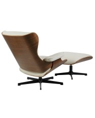 Butaca con ottoman AMERICA, madera, metal, similpiel beige