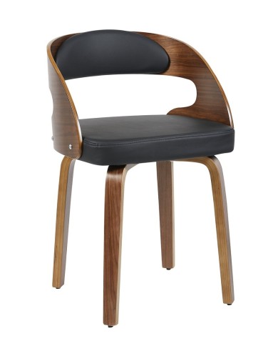 Sillón LOARRE, fijo, madera, similpiel negra