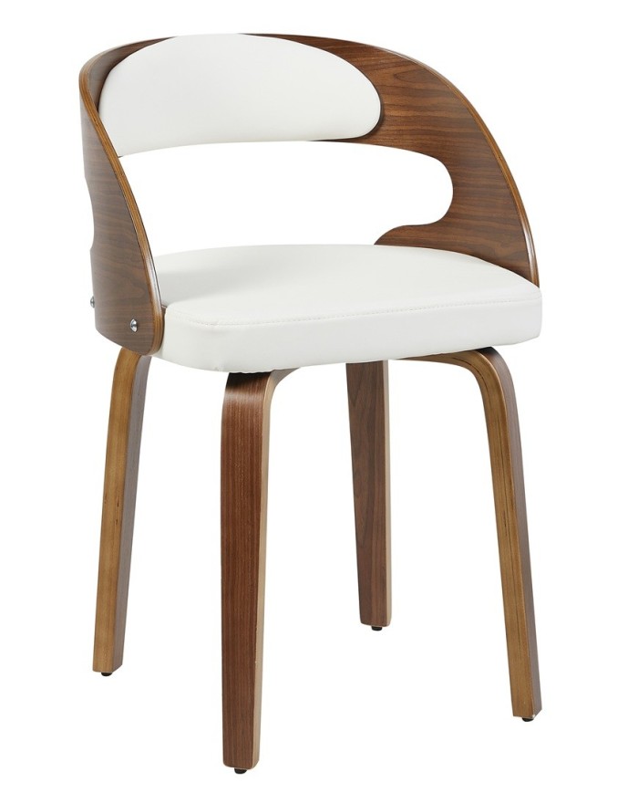 Sillón LOARRE, fijo, madera, similpiel blanca