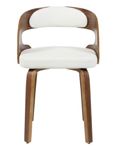 Sillón LOARRE, fijo, madera, similpiel blanca