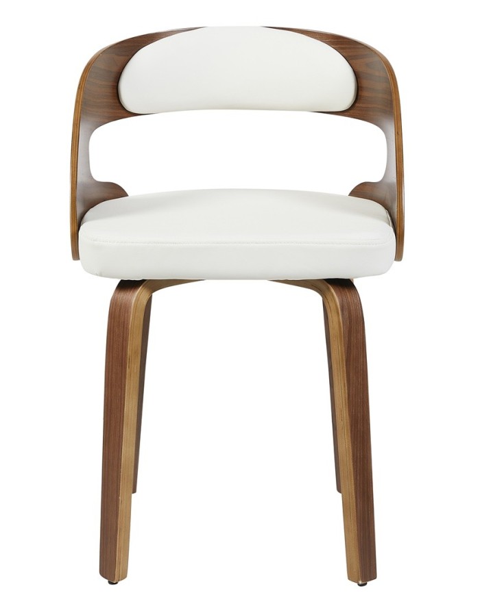 Sillón LOARRE, fijo, madera, similpiel blanca