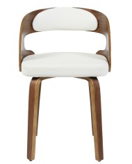 Sillón LOARRE, fijo, madera, similpiel blanca