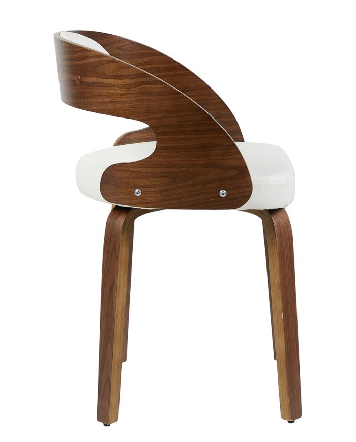 Sillón LOARRE, fijo, madera, similpiel blanca