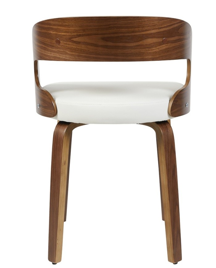 Sillón LOARRE, fijo, madera, similpiel blanca