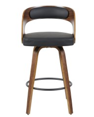 Taburete LOARRE, madera, similpiel negra