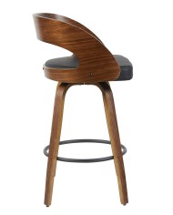 Taburete LOARRE, madera, similpiel negra