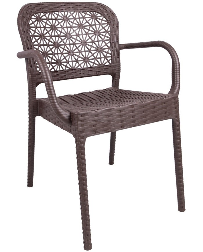 Sillón LATOJA, apilable, polipropileno marrón chocolate