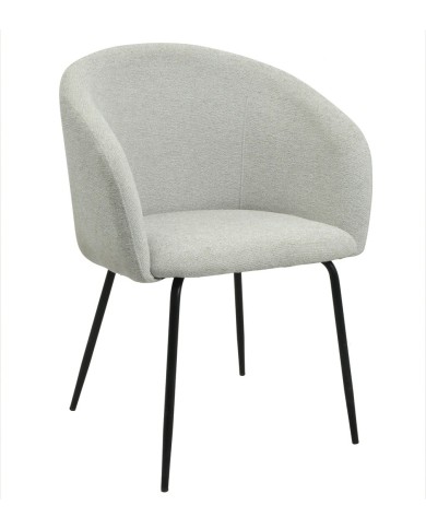 Sillón LAUREN, metal, tapizado tejido linen gris claro