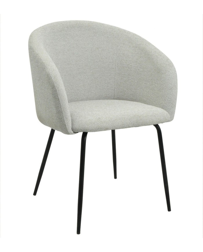 Sillón LAUREN, metal, tapizado tejido linen gris claro