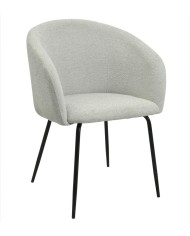 Sillón LAUREN, metal, tapizado tejido linen gris claro