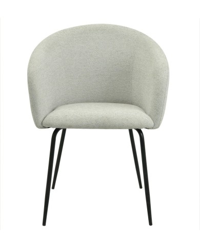 Sillón LAUREN, metal, tapizado tejido linen gris claro