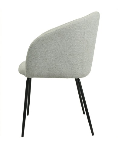 Sillón LAUREN, metal, tapizado tejido linen gris claro