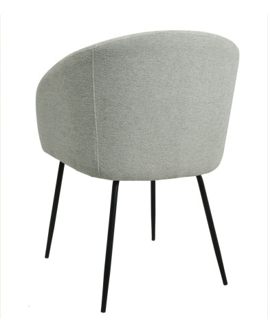 Sillón LAUREN, metal, tapizado tejido linen gris claro
