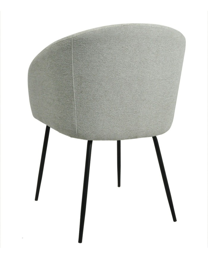 Sillón LAUREN, metal, tapizado tejido linen gris claro