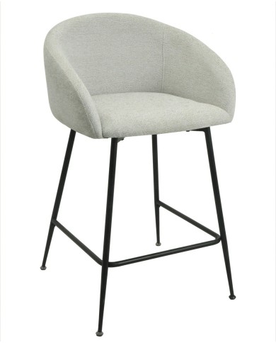 Taburete LAUREN, metal, tapizado tejido linen gris claro