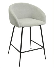 Taburete LAUREN, metal, tapizado tejido linen gris claro