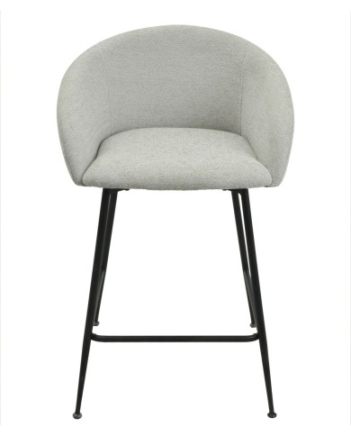 Taburete LAUREN, metal, tapizado tejido linen gris claro