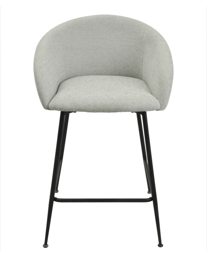 Taburete LAUREN, metal, tapizado tejido linen gris claro