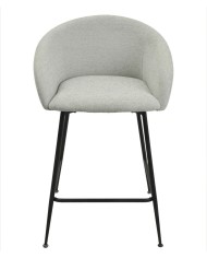 Taburete LAUREN, metal, tapizado tejido linen gris claro
