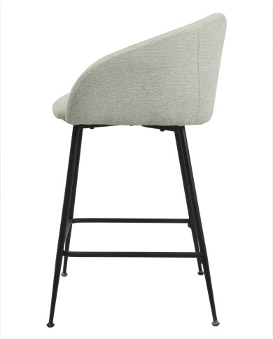 Taburete LAUREN, metal, tapizado tejido linen gris claro