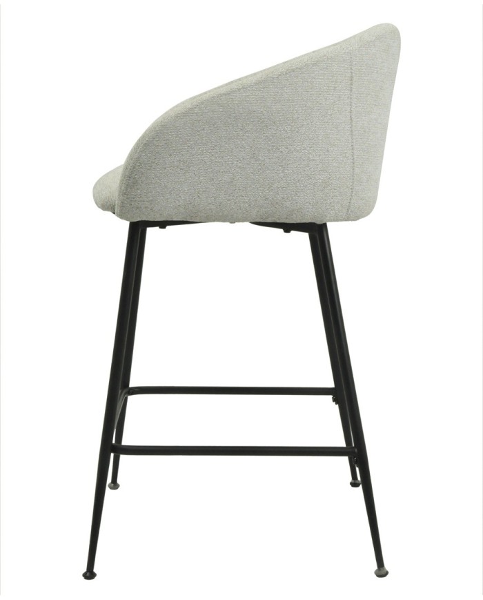 Taburete LAUREN, metal, tapizado tejido linen gris claro