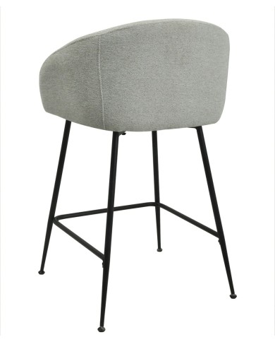 Taburete LAUREN, metal, tapizado tejido linen gris claro