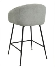 Taburete LAUREN, metal, tapizado tejido linen gris claro