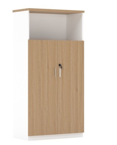 Armario AREZZO 160, alto, 2 puertas altas, blanco y roble