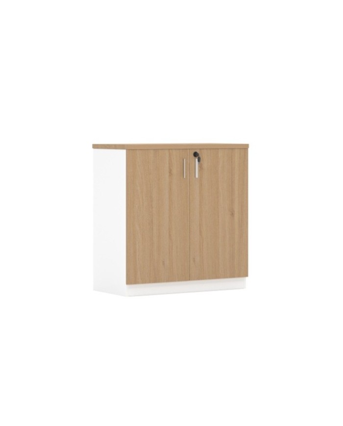 Armario AREZZO 80, bajo, 2 puertas, blanco y roble