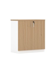 Armario AREZZO 80, bajo, 2 puertas, blanco y roble