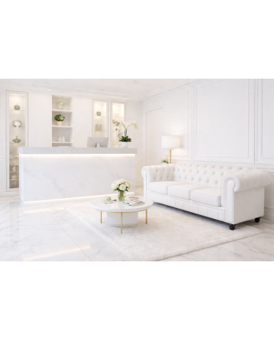 Sofá CHESTER NEW, 3 plazas, similpiel blanca