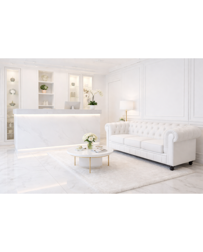 Sofá CHESTER NEW, 3 plazas, similpiel blanca