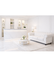 Sofá CHESTER NEW, 3 plazas, similpiel blanca