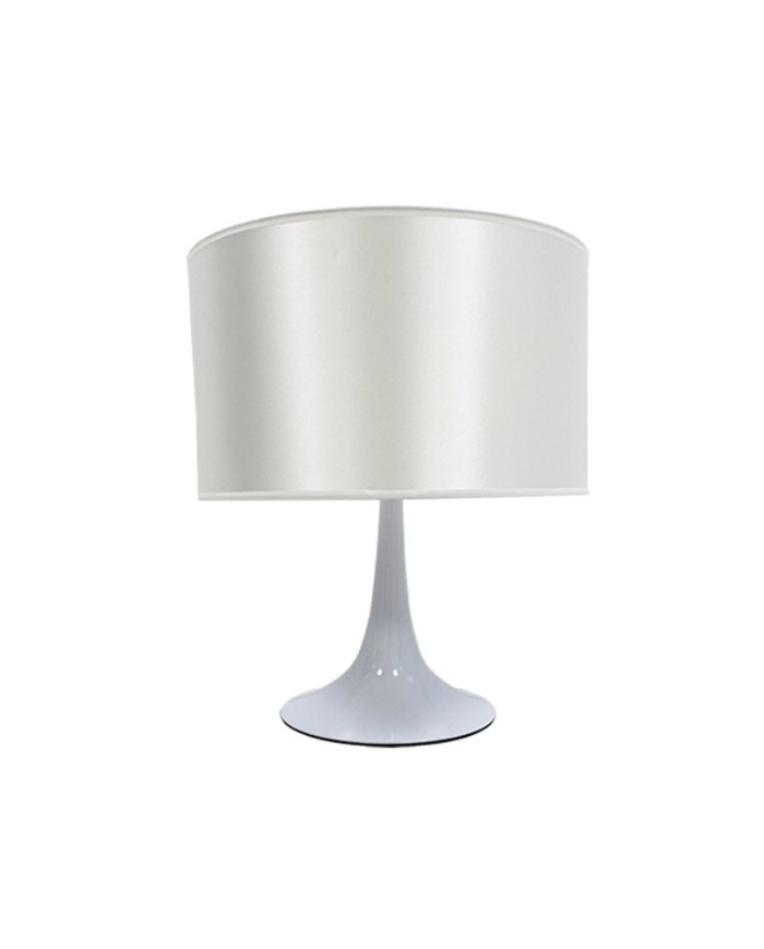 Lámpara LUGANO, sobremesa, blanca, pantalla gris claro